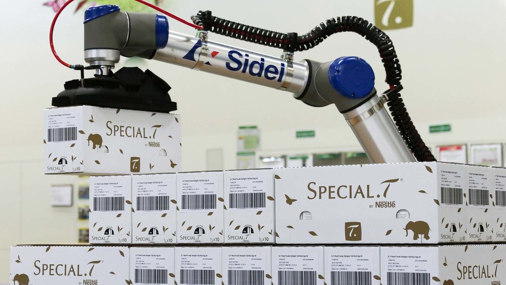 El éxito del CoboAccess_Pal en la planta de Special.T de Nestlé conduce a la expansión de la gama de paletizado cobótico de Sidel para admitir cargas más pesadas